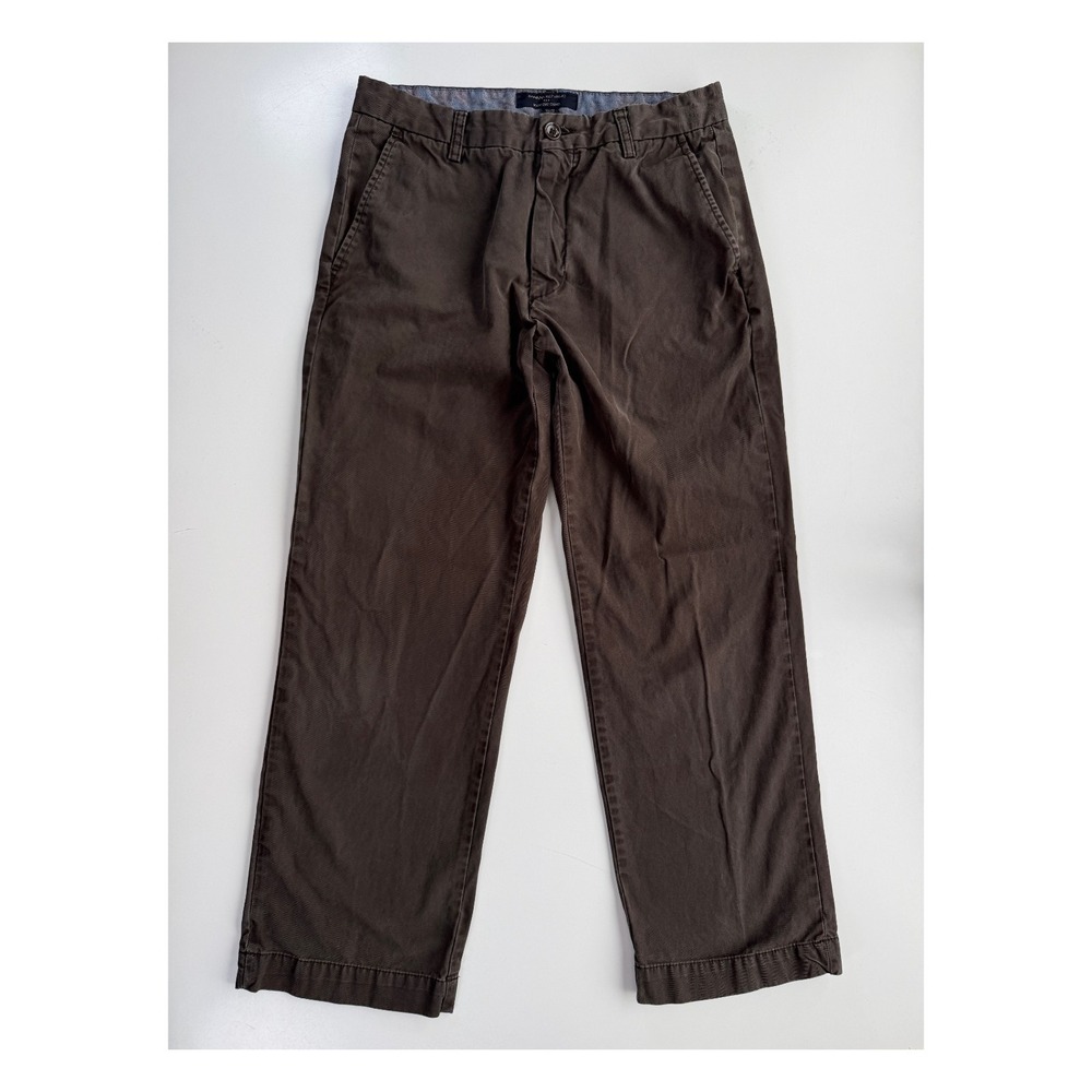 BANANA REPUBLIC Straight Leg Boot Cut Chino Pant Mens 32x30 Brown 100% Cotton
